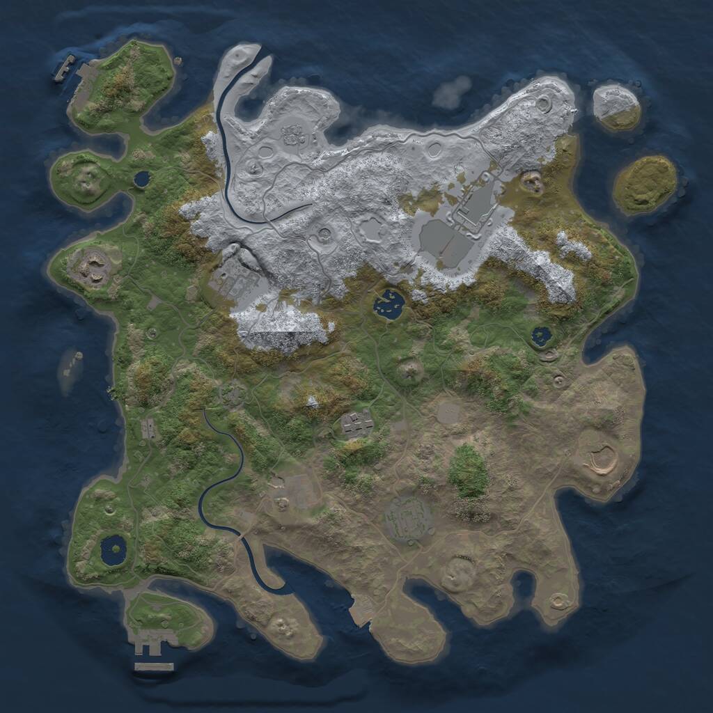 Rust Map: Procedural Map, Size: 3700, Seed: 2054043, 14 Monuments