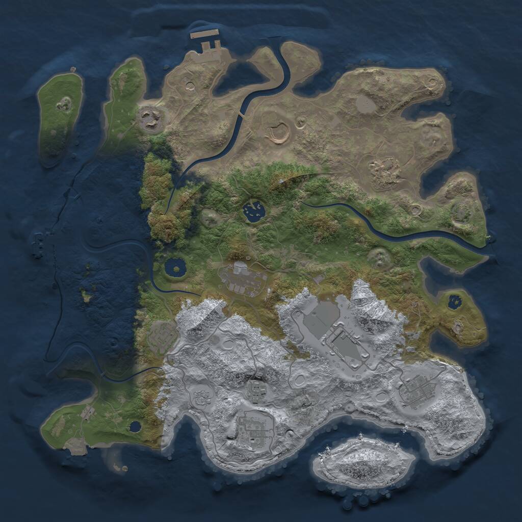 Rust Map: Procedural Map, Size: 3700, Seed: 3330120, 16 Monuments