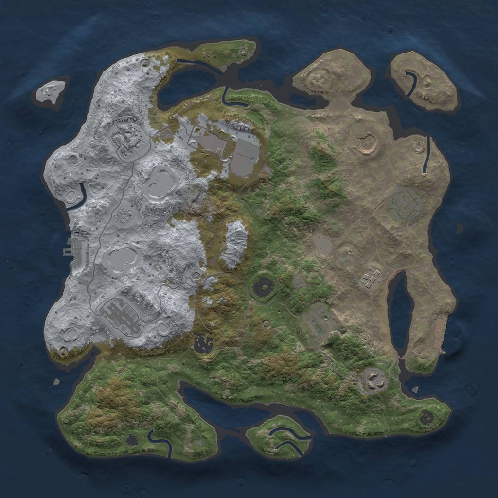 Rust Map: Procedural Map, Size: 3700, Seed: 574954, 16 Monuments