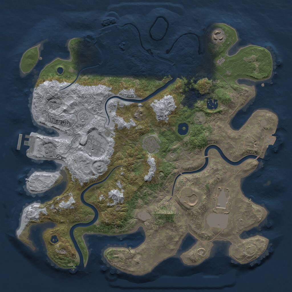 Rust Map: Procedural Map, Size: 3700, Seed: 3844551, 13 Monuments