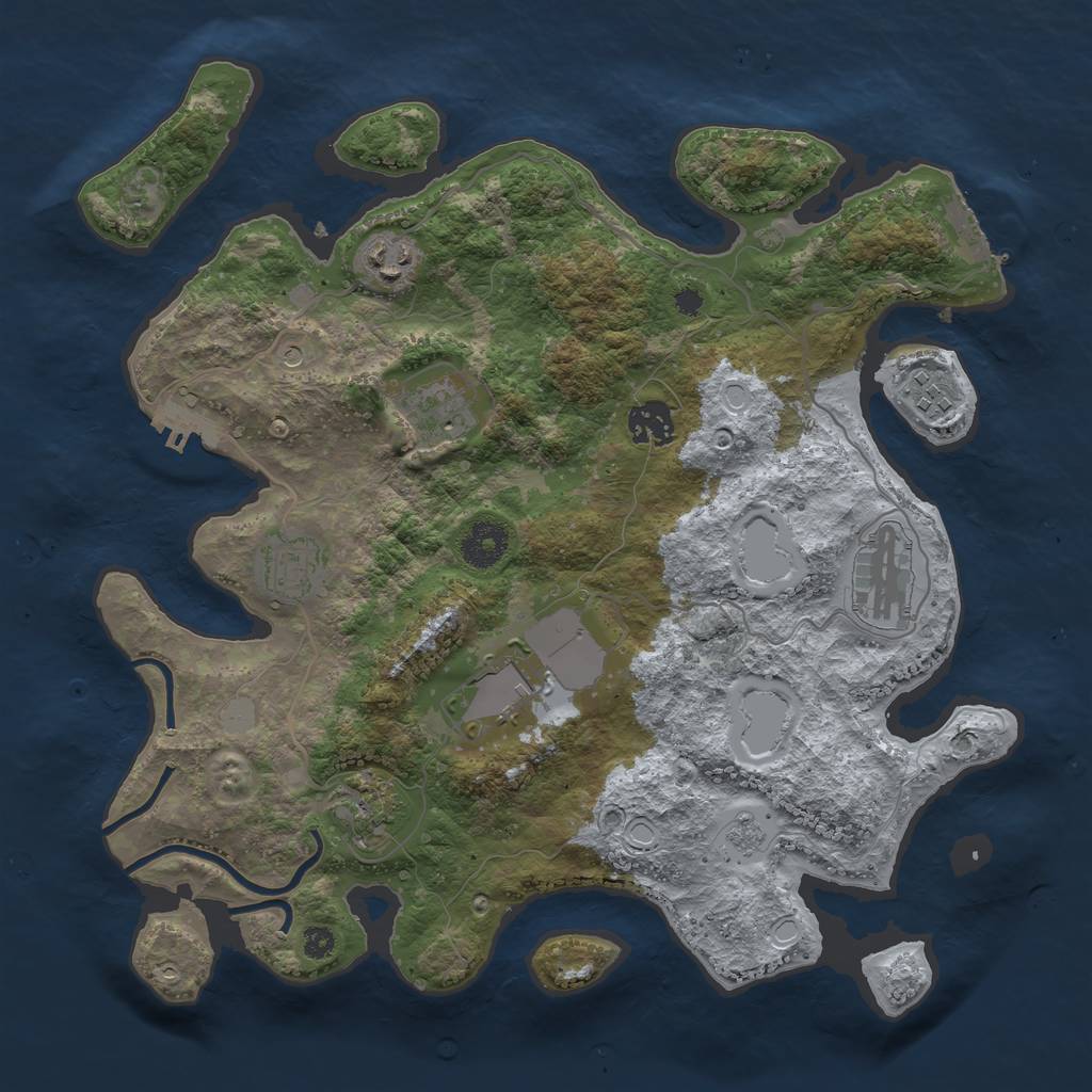 Rust Map: Procedural Map, Size: 3500, Seed: 964123672, 15 Monuments