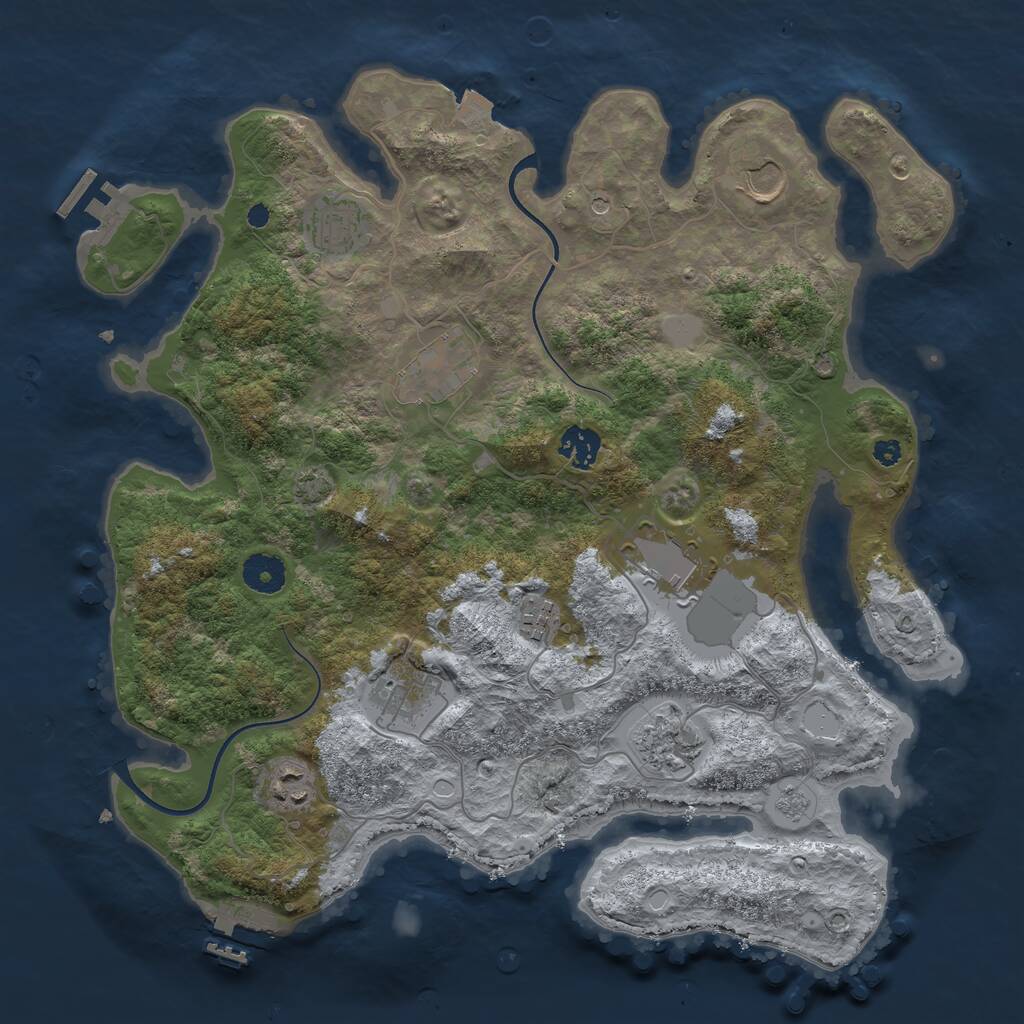 Rust Map: Procedural Map, Size: 3700, Seed: 4540453, 15 Monuments