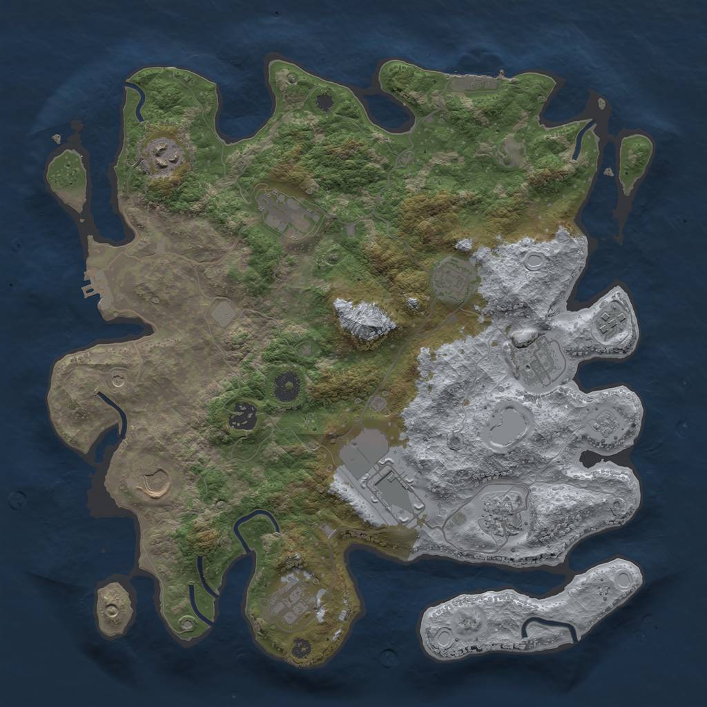 Rust Map: Procedural Map, Size: 3700, Seed: 2494480, 17 Monuments