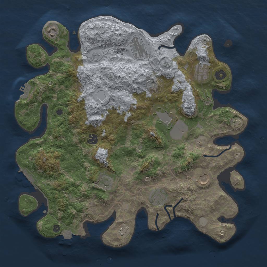 Rust Map: Procedural Map, Size: 3700, Seed: 4636960, 17 Monuments