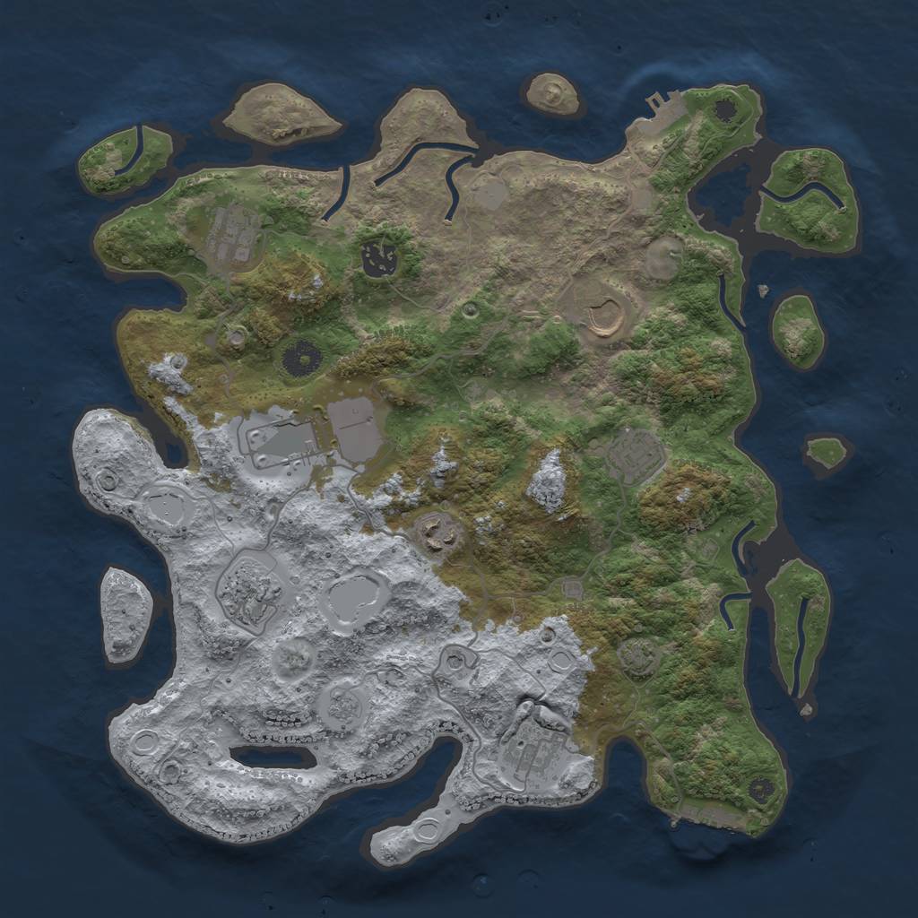 Rust Map: Procedural Map, Size: 3700, Seed: 4186875, 16 Monuments