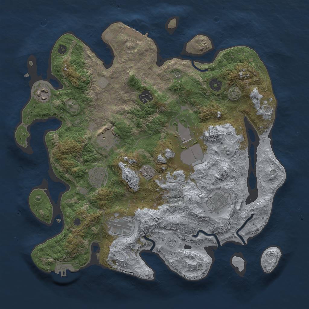 Rust Map: Procedural Map, Size: 3550, Seed: 761254, 16 Monuments