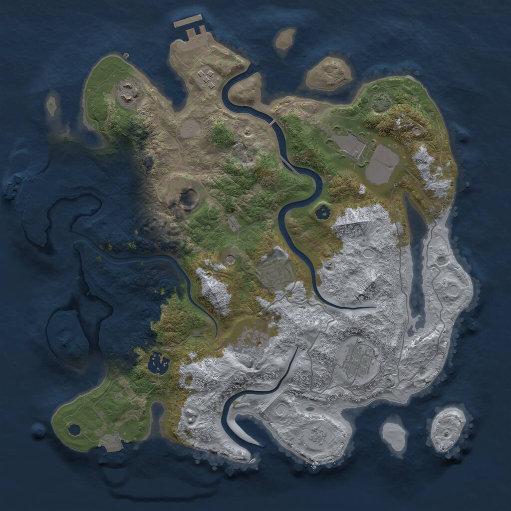 Rust Map: Procedural Map, Size: 3550, Seed: 761254, 14 Monuments