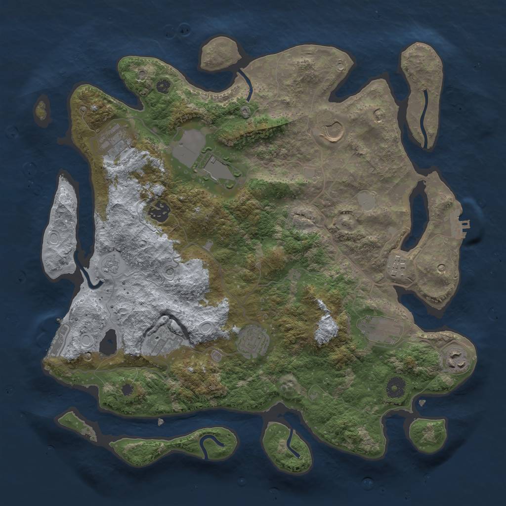 Rust Map: Procedural Map, Size: 3700, Seed: 2198220, 16 Monuments