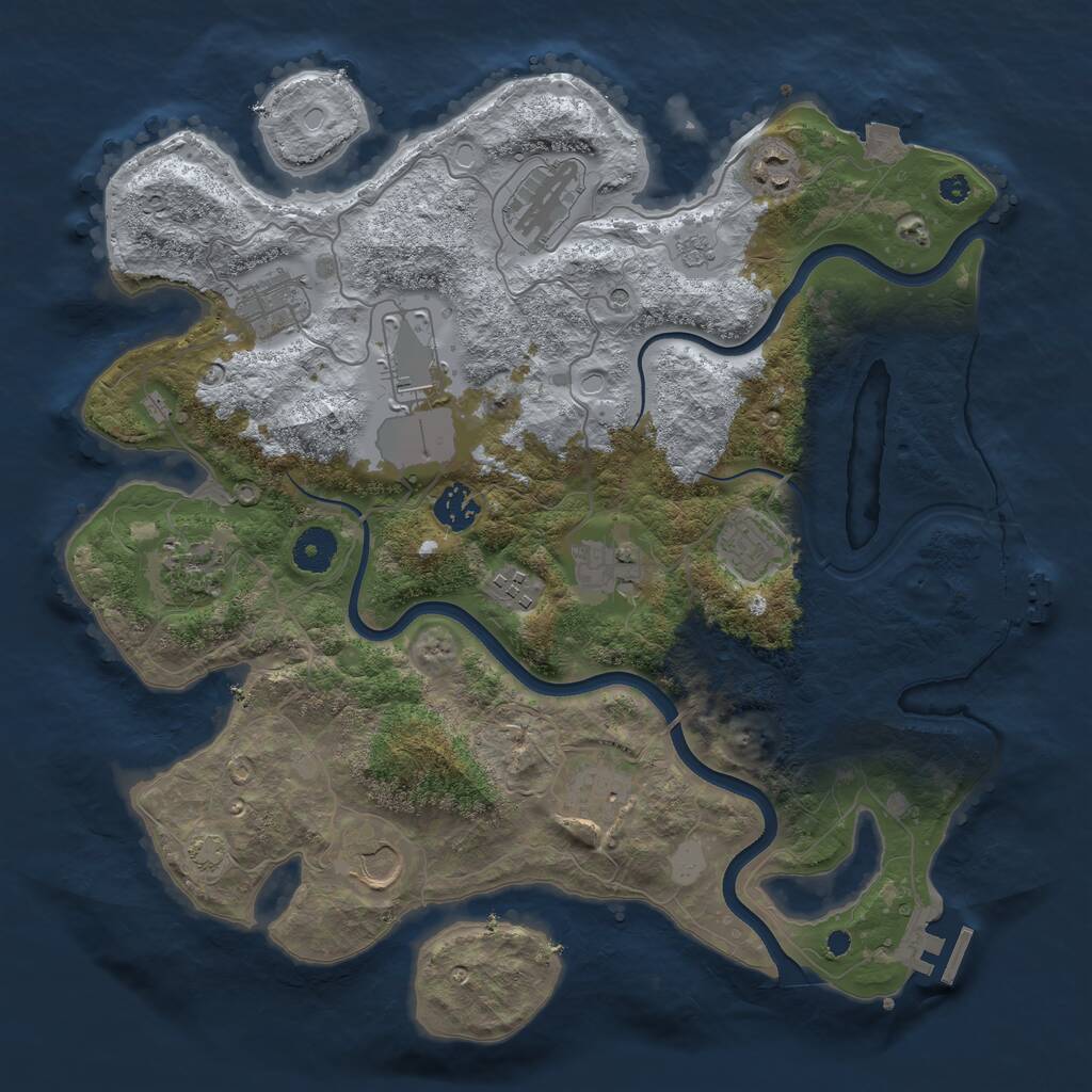 Rust Map: Procedural Map, Size: 3700, Seed: 471901, 17 Monuments