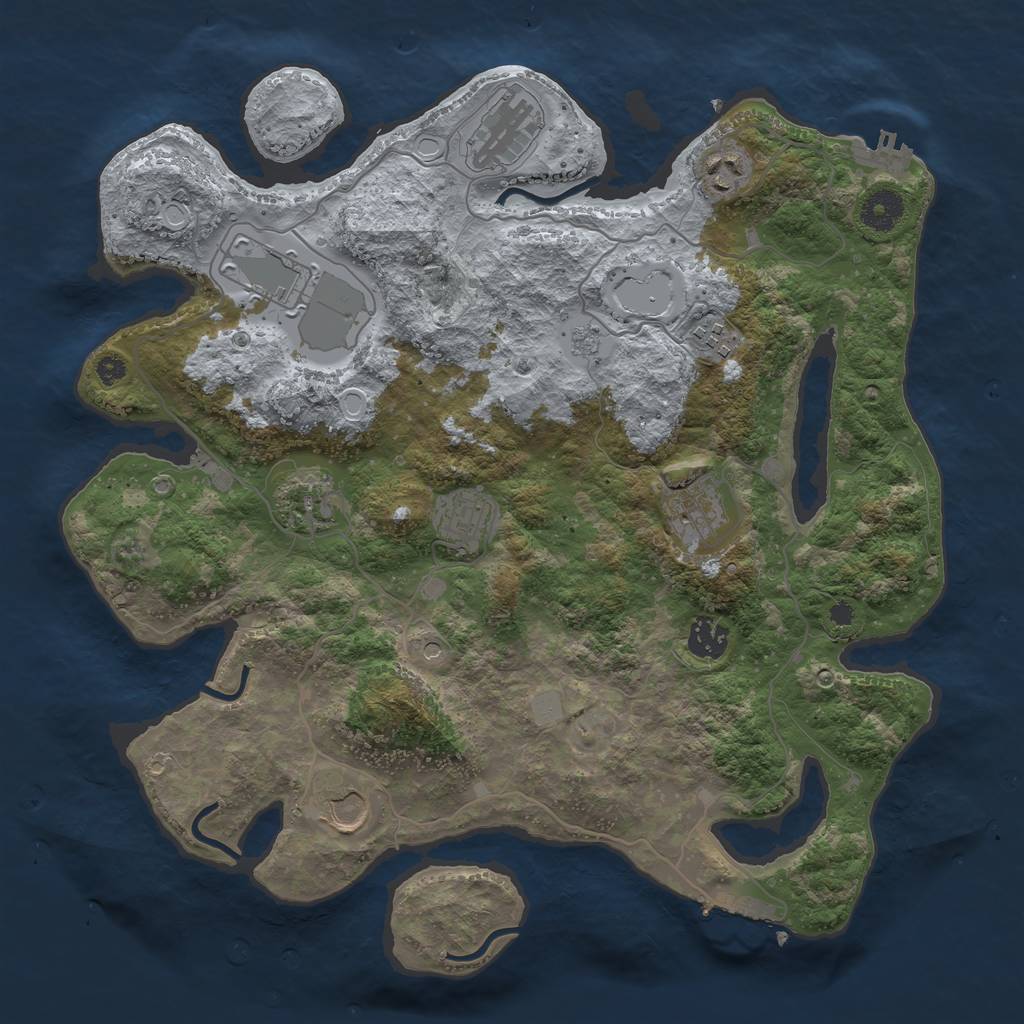 Rust Map: Procedural Map, Size: 3700, Seed: 471901, 16 Monuments