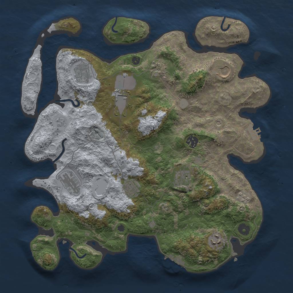 Rust Map: Procedural Map, Size: 3700, Seed: 1793413, 17 Monuments