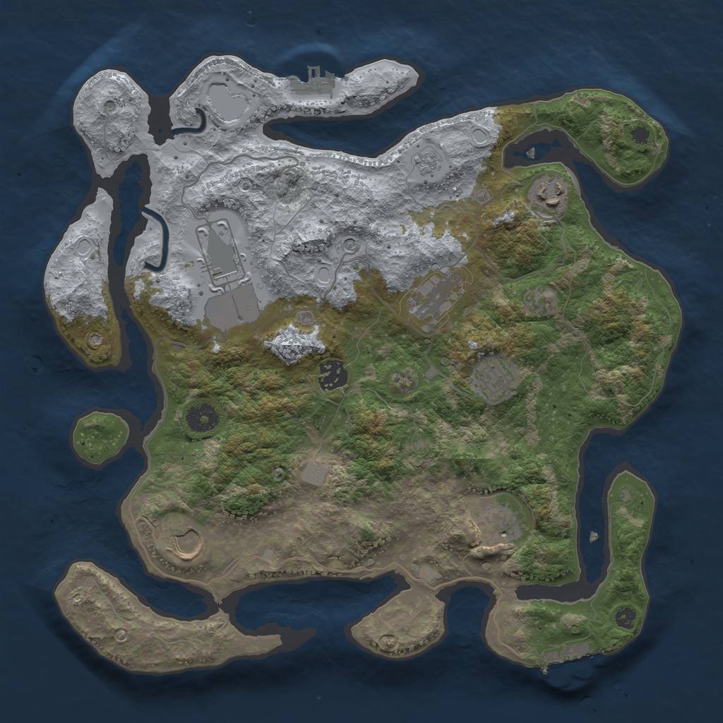 Rust Map: Procedural Map, Size: 3550, Seed: 402611, 14 Monuments
