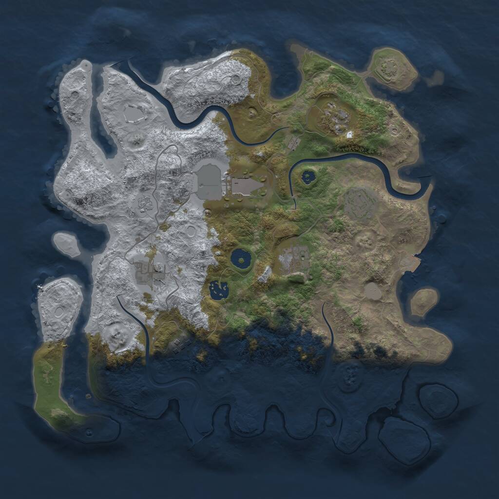 Rust Map: Procedural Map, Size: 3700, Seed: 1141090, 10 Monuments