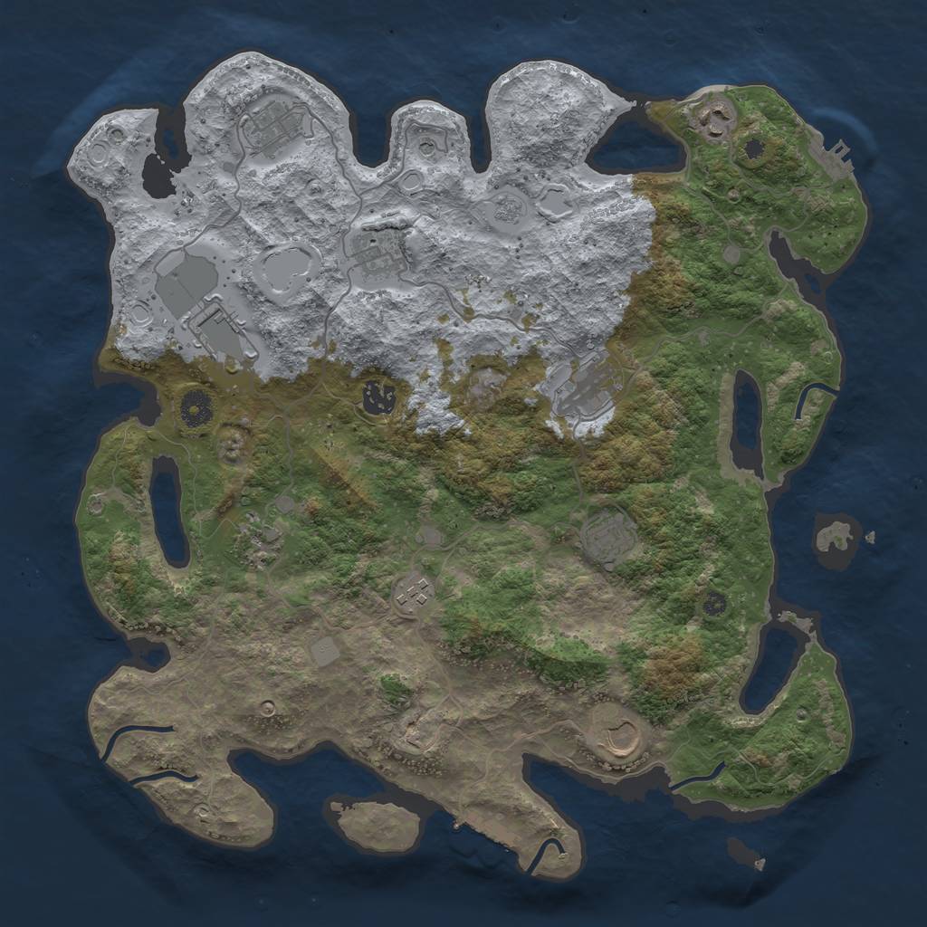 Rust Map: Procedural Map, Size: 3950, Seed: 1944709040, 17 Monuments