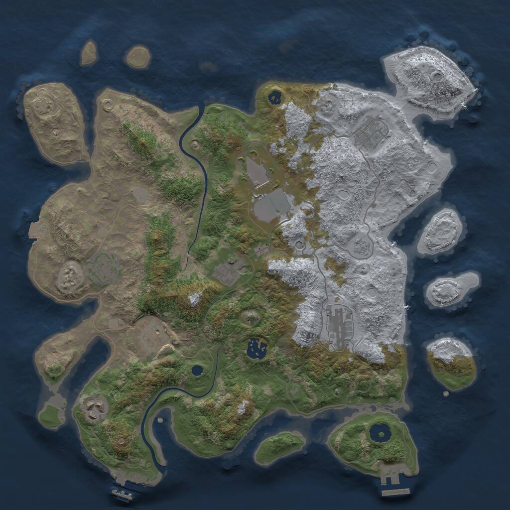 Rust Map: Procedural Map, Size: 3700, Seed: 2353342, 14 Monuments