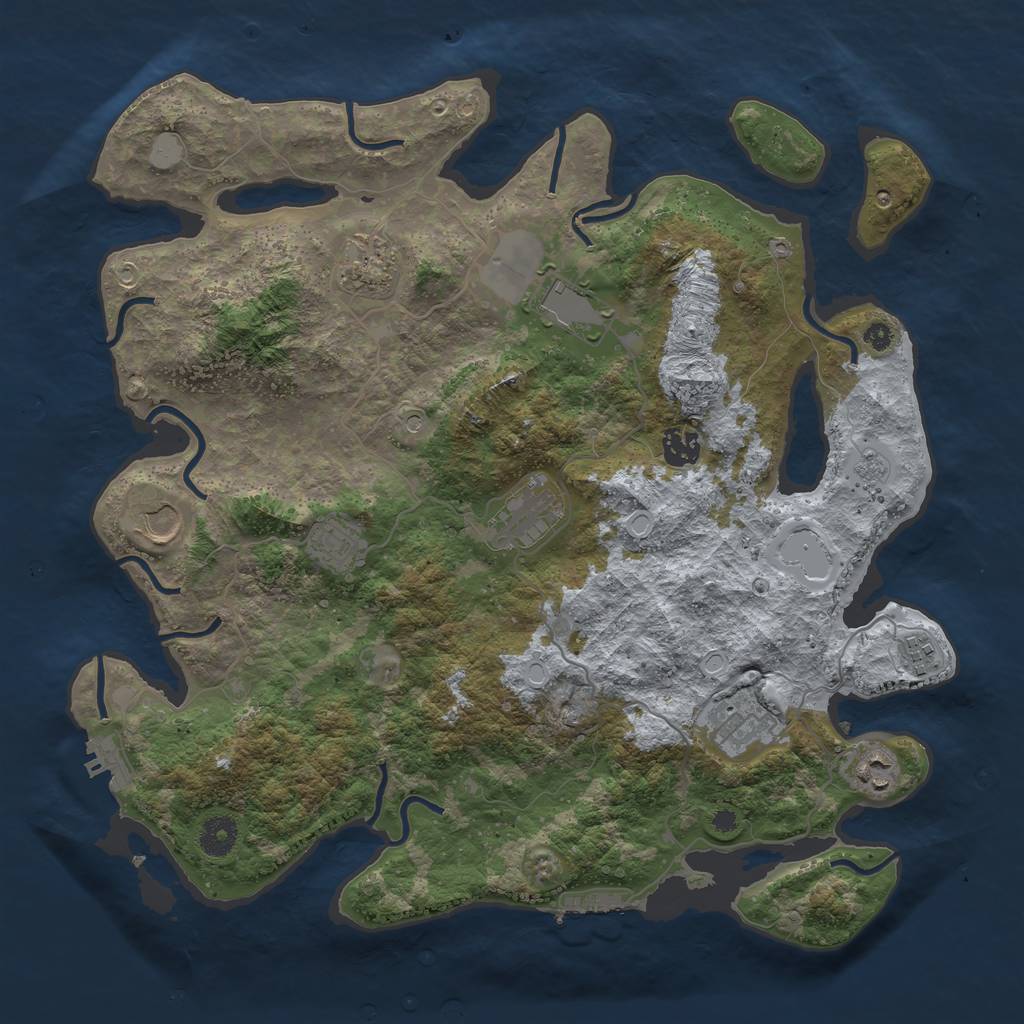 Rust Map: Procedural Map, Size: 3900, Seed: 4, 16 Monuments