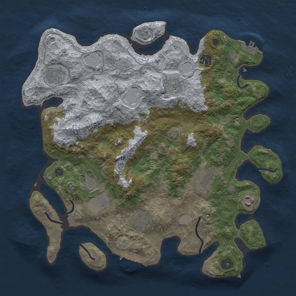 Rust Map: Procedural Map, Size: 3700, Seed: 5526085, 16 Monuments