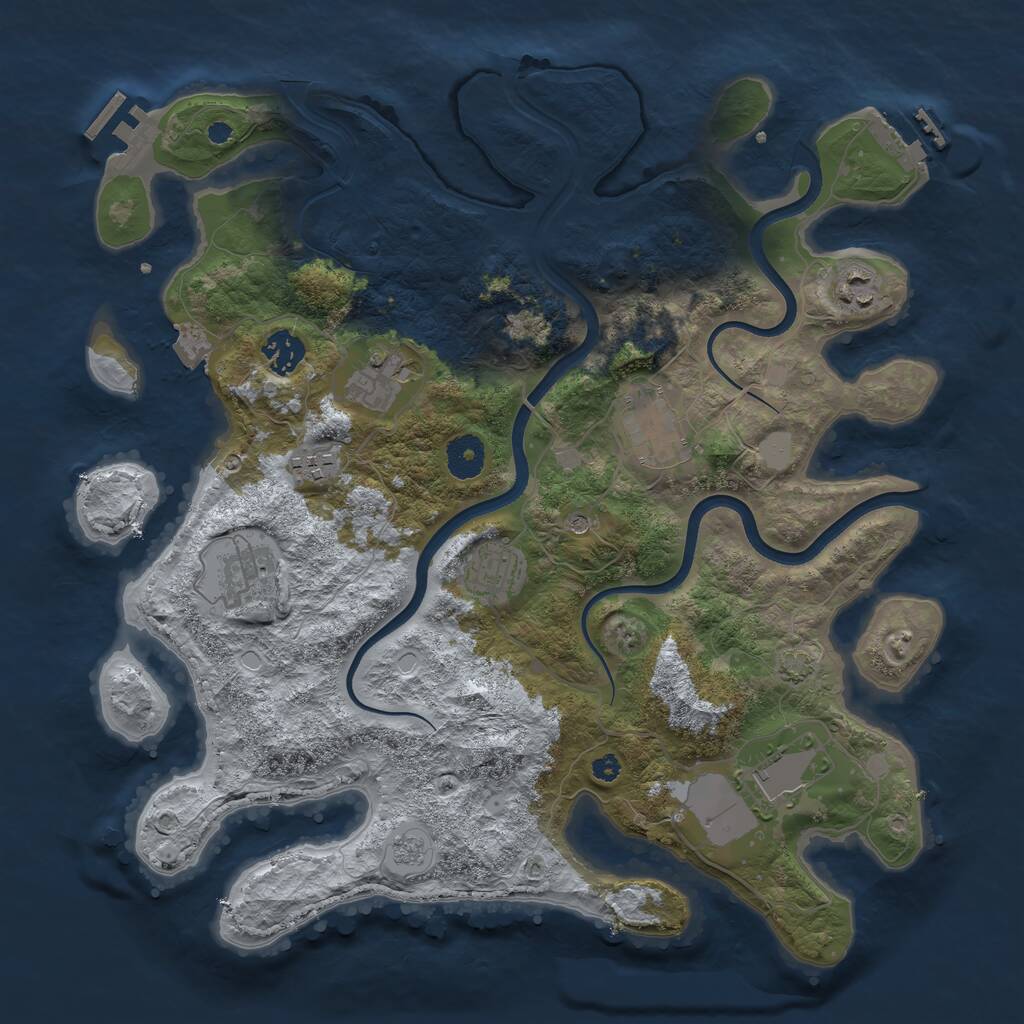 Rust Map: Procedural Map, Size: 3700, Seed: 2379097, 14 Monuments