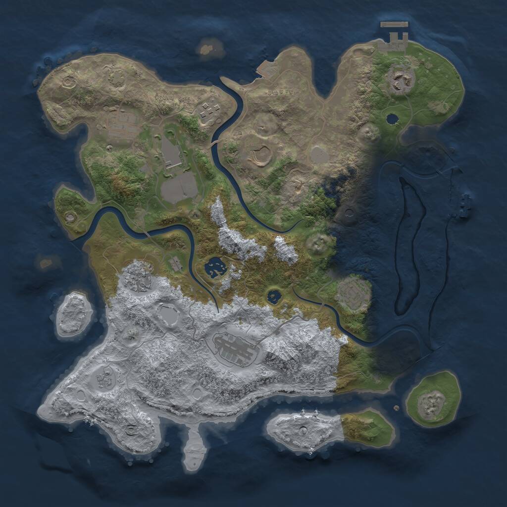 Rust Map: Procedural Map, Size: 3700, Seed: 3984325, 15 Monuments