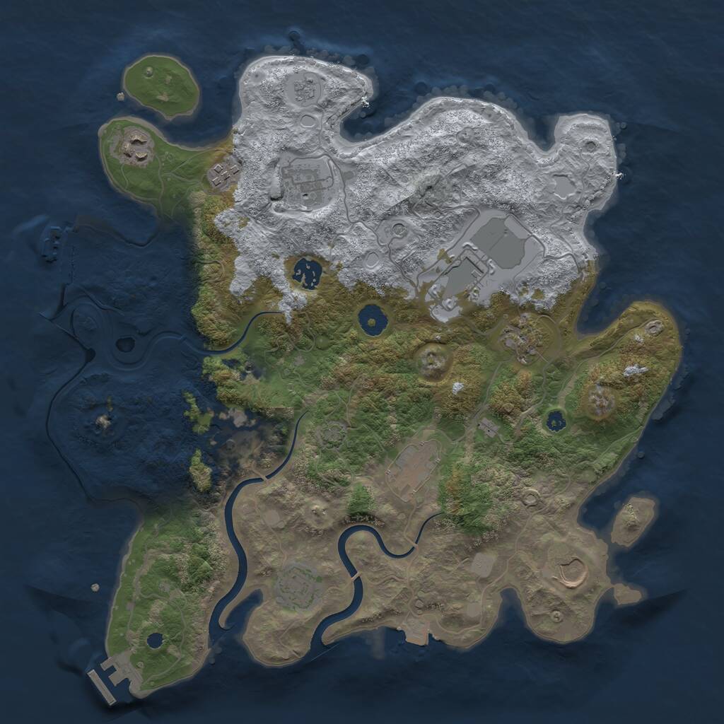 Rust Map: Procedural Map, Size: 3700, Seed: 1966363, 16 Monuments
