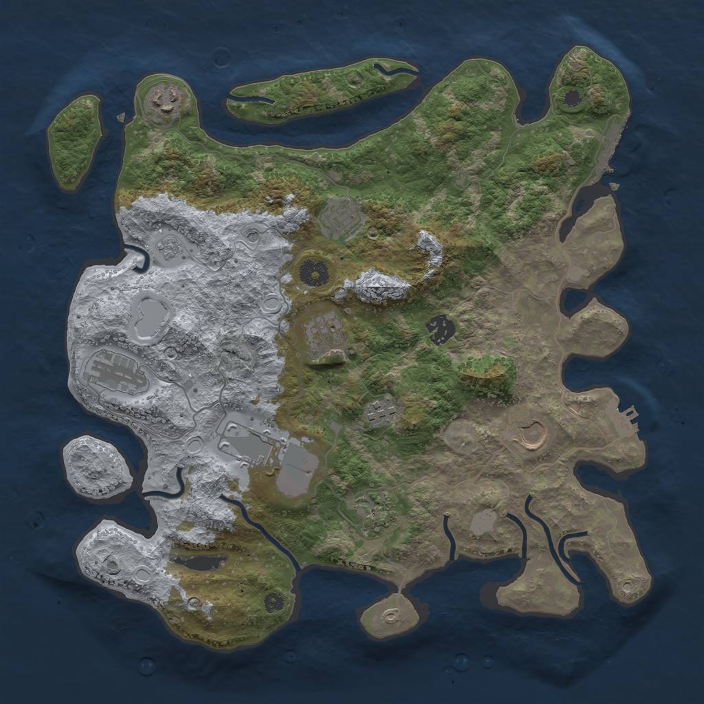 Rust Map: Procedural Map, Size: 3700, Seed: 4860709, 16 Monuments