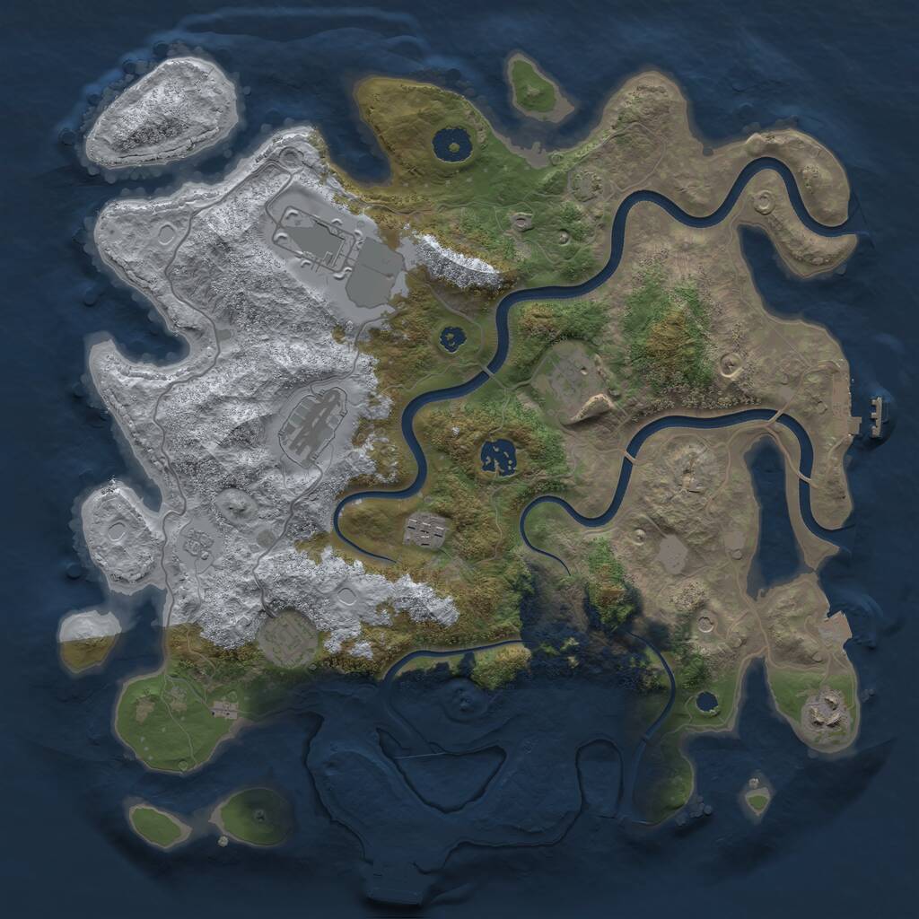 Rust Map: Procedural Map, Size: 3700, Seed: 4495618, 13 Monuments