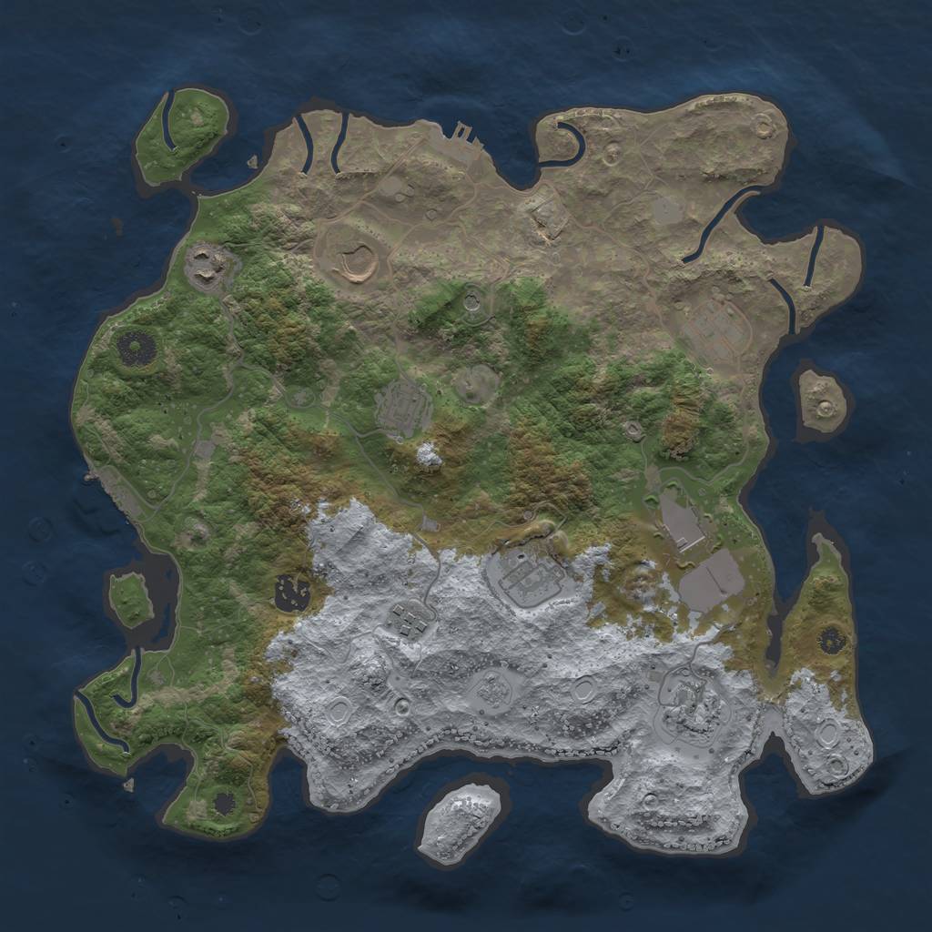 Rust Map: Procedural Map, Size: 3700, Seed: 5155261, 16 Monuments