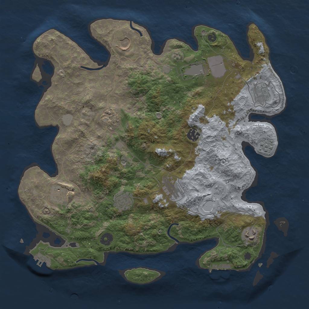 Rust Map: Procedural Map, Size: 3700, Seed: 832834, 17 Monuments