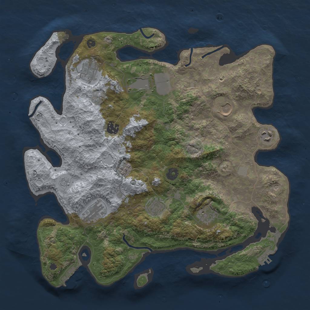 Rust Map: Procedural Map, Size: 3700, Seed: 4255206, 16 Monuments