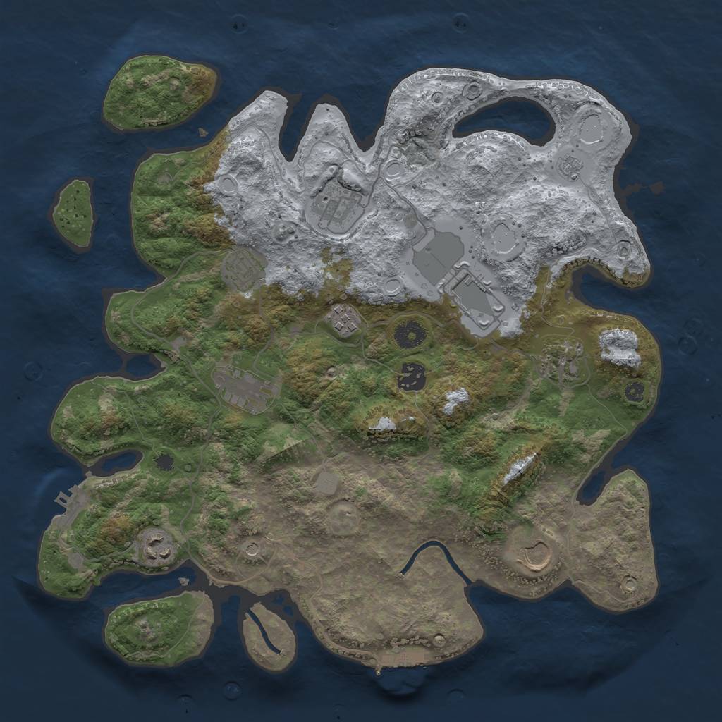 Rust Map: Procedural Map, Size: 3700, Seed: 3326382, 16 Monuments