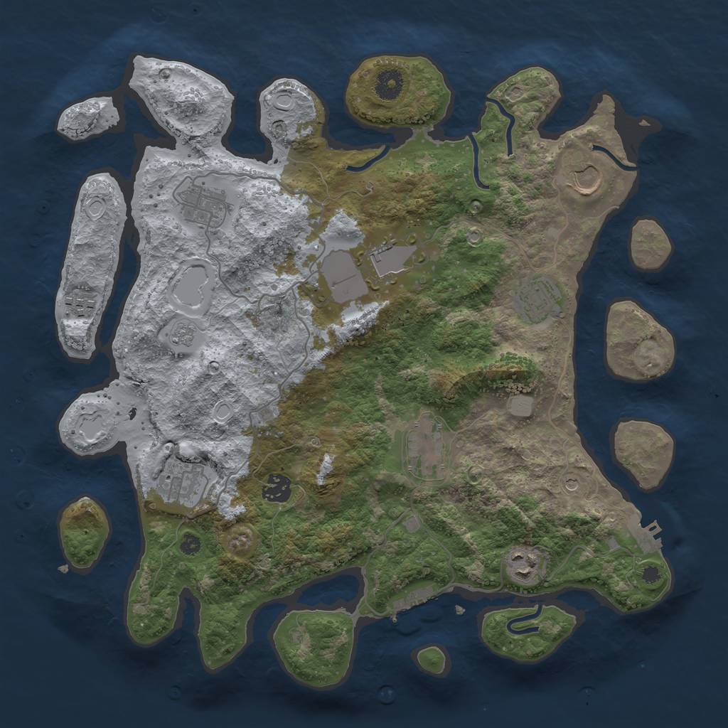 Rust Map: Procedural Map, Size: 3700, Seed: 3492123, 16 Monuments