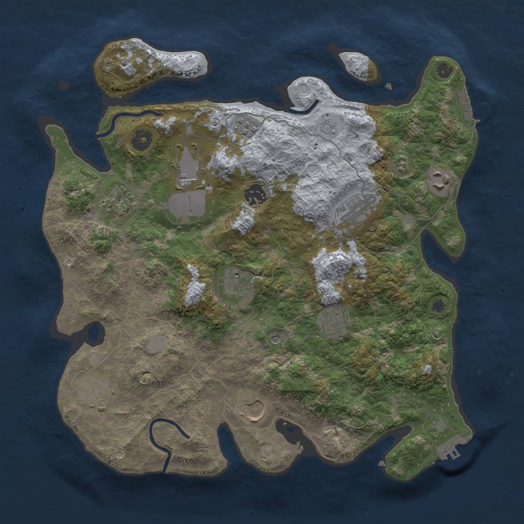 Rust Map: Procedural Map, Size: 3700, Seed: 6149780, 17 Monuments