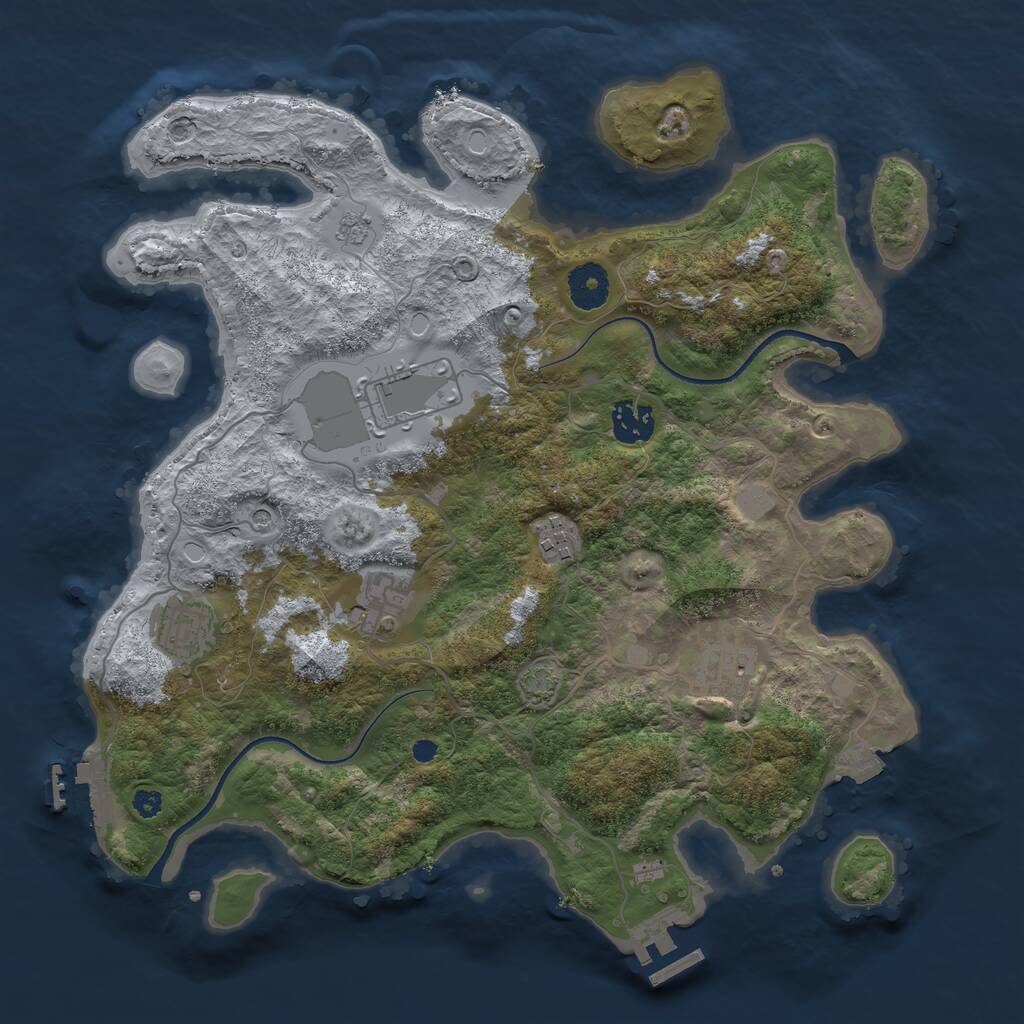 Rust Map: Procedural Map, Size: 3500, Seed: 3413, 12 Monuments