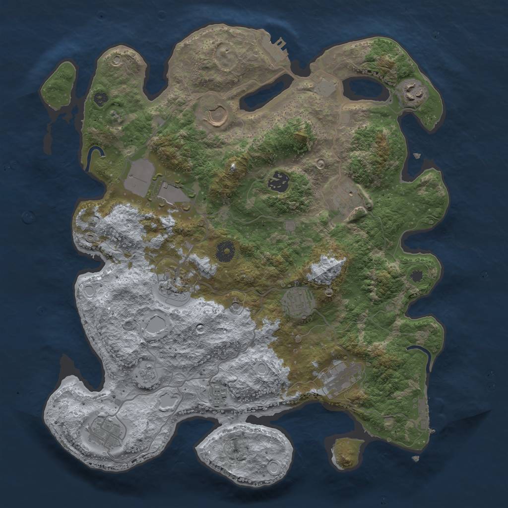 Rust Map: Procedural Map, Size: 3700, Seed: 5845643, 17 Monuments