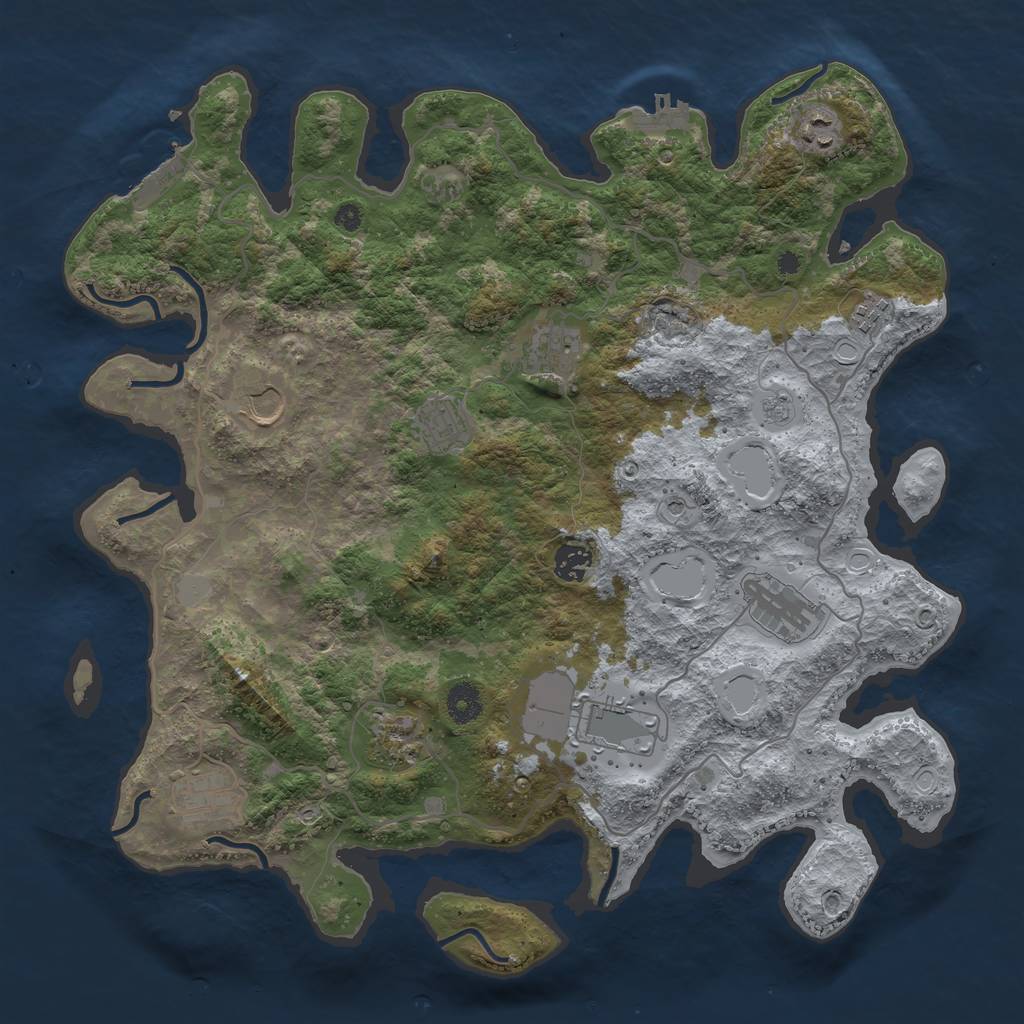 Rust Map: Procedural Map, Size: 4000, Seed: 461231, 17 Monuments