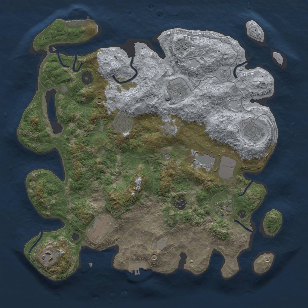 Rust Map: Procedural Map, Size: 3700, Seed: 4692132, 16 Monuments