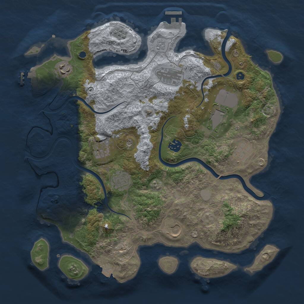 Rust Map: Procedural Map, Size: 3700, Seed: 6233525, 15 Monuments