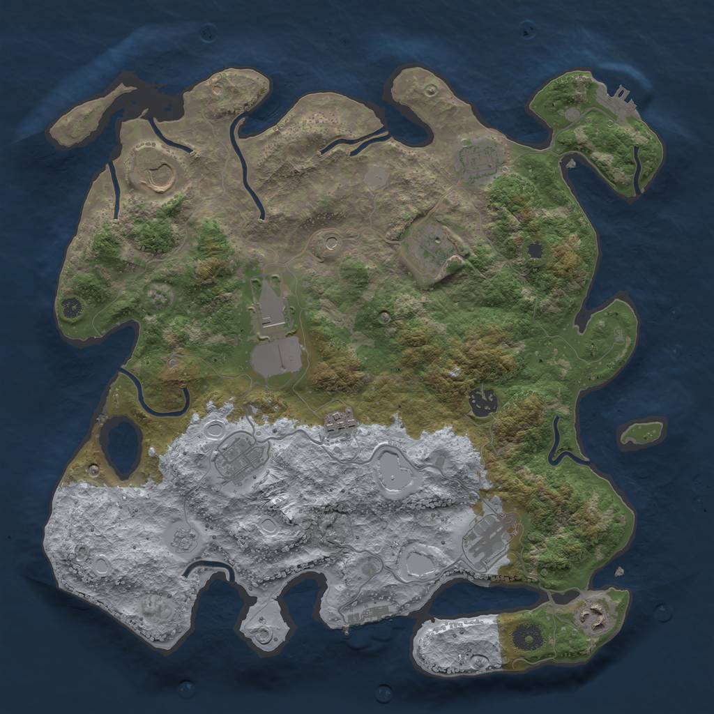 Rust Map: Procedural Map, Size: 3700, Seed: 6279005, 16 Monuments