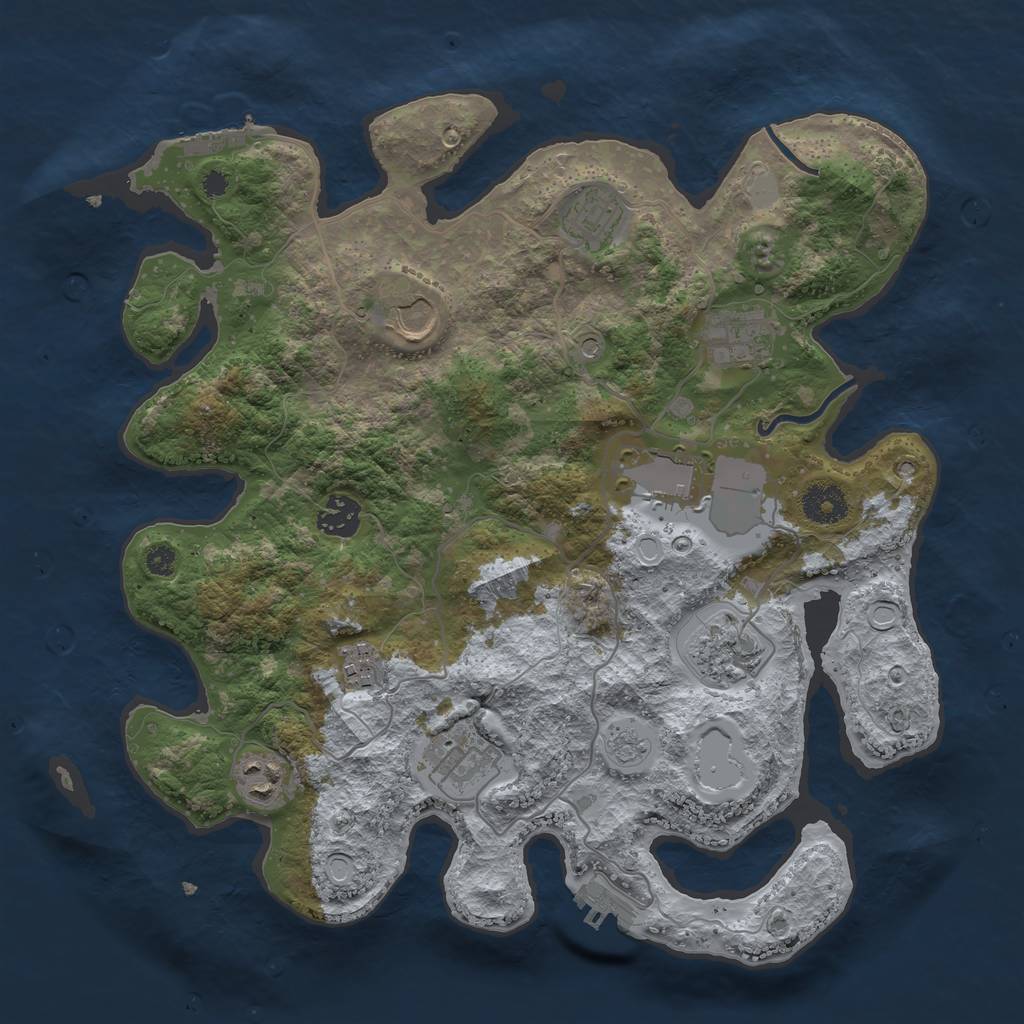 Rust Map: Procedural Map, Size: 3550, Seed: 118051, 16 Monuments