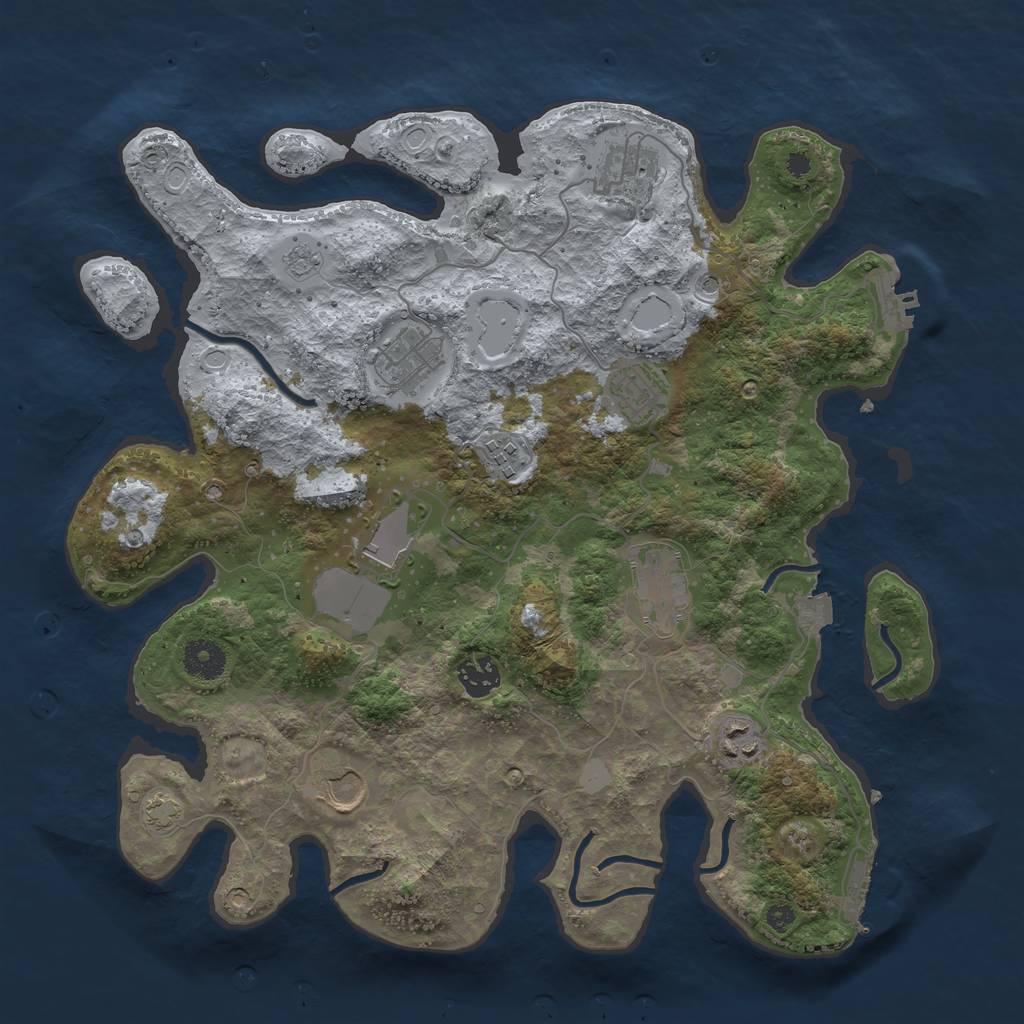 Rust Map: Procedural Map, Size: 3700, Seed: 855230, 17 Monuments