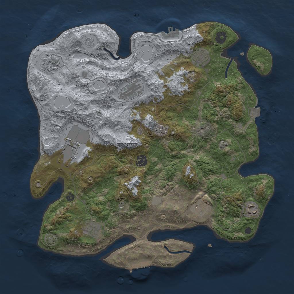 Rust Map: Procedural Map, Size: 3700, Seed: 5301157, 17 Monuments