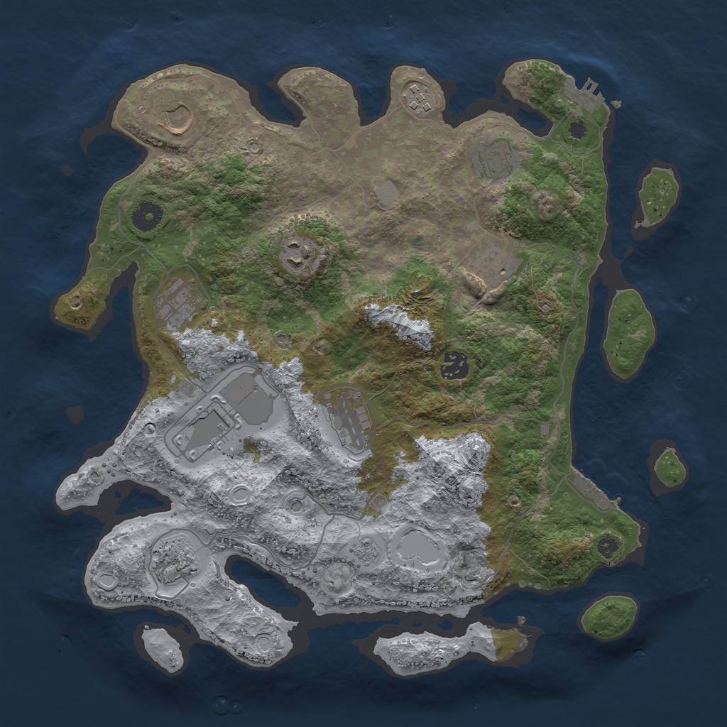 Rust Map: Procedural Map, Size: 3700, Seed: 1310466, 17 Monuments