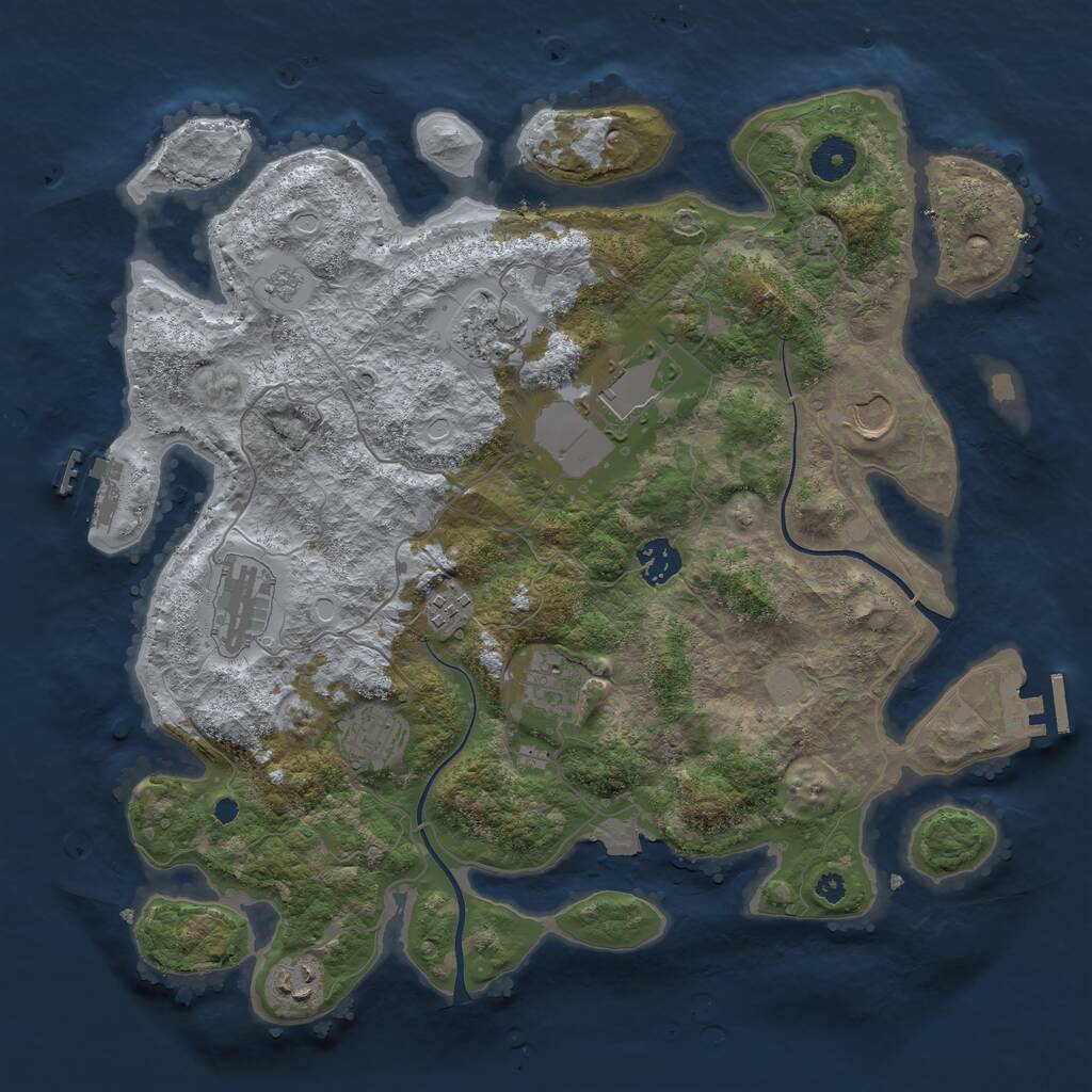 Rust Map: Procedural Map, Size: 3700, Seed: 3909434, 14 Monuments