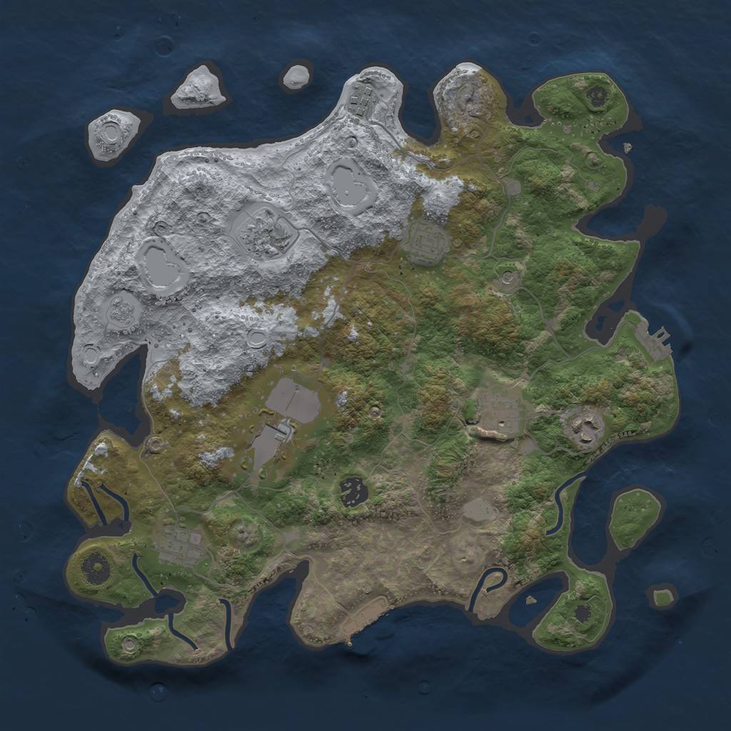 Rust Map: Procedural Map, Size: 3700, Seed: 239997, 15 Monuments