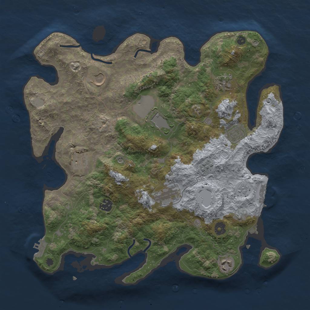 Rust Map: Procedural Map, Size: 3700, Seed: 5388749, 16 Monuments