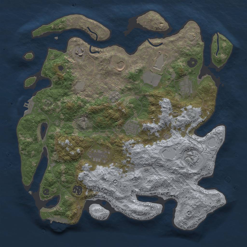 Rust Map: Procedural Map, Size: 3700, Seed: 4590756, 17 Monuments