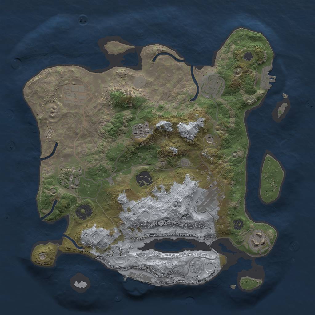 Rust Map: Procedural Map, Size: 3000, Seed: 262309625, 14 Monuments