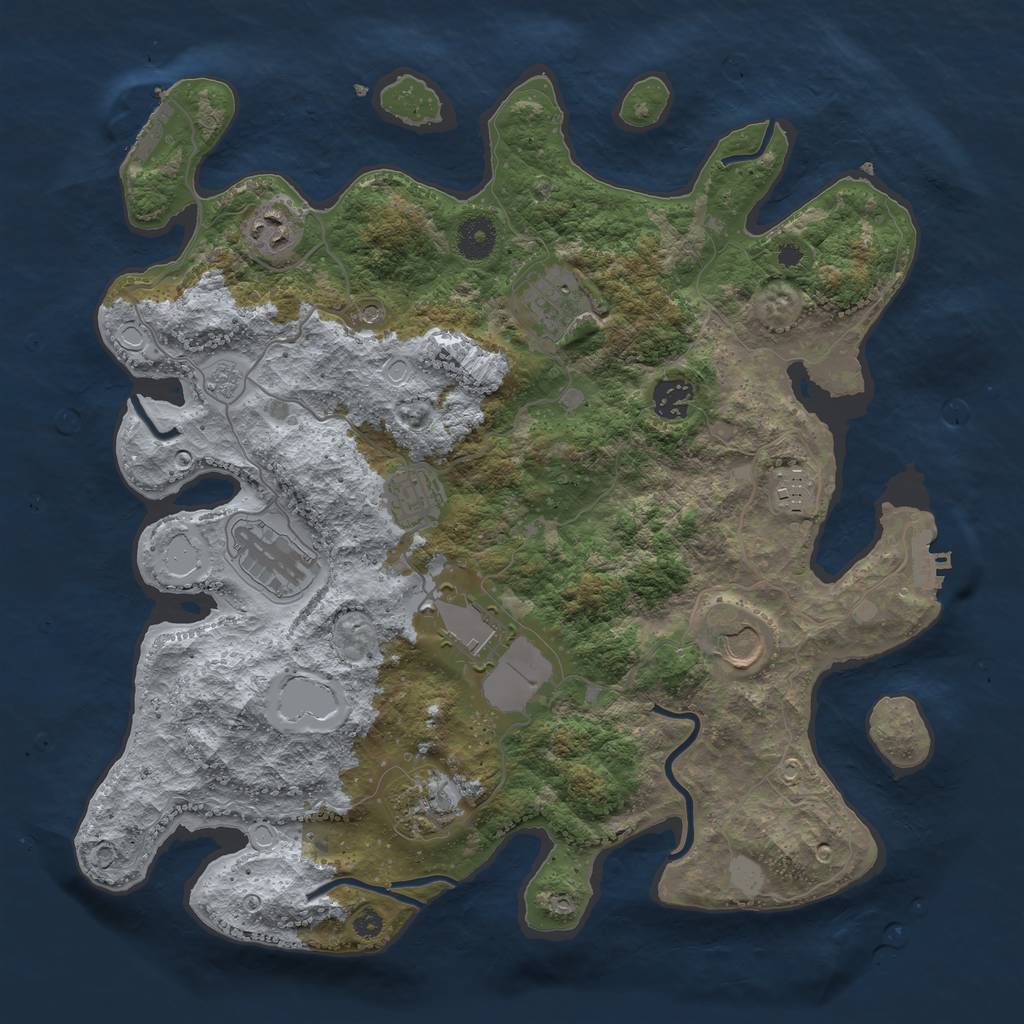 Rust Map: Procedural Map, Size: 3700, Seed: 1201528, 16 Monuments