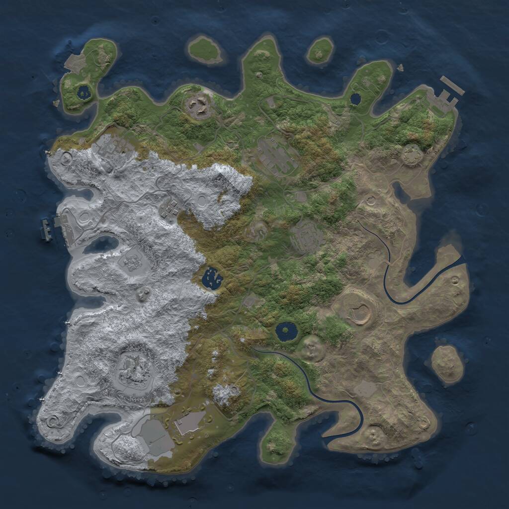 Rust Map: Procedural Map, Size: 3700, Seed: 1201528, 15 Monuments