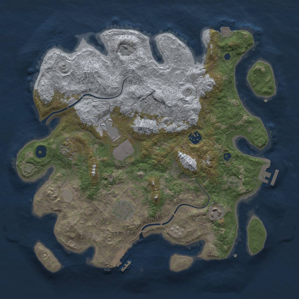 Rust Map: Procedural Map, Size: 3700, Seed: 4354946, 13 Monuments